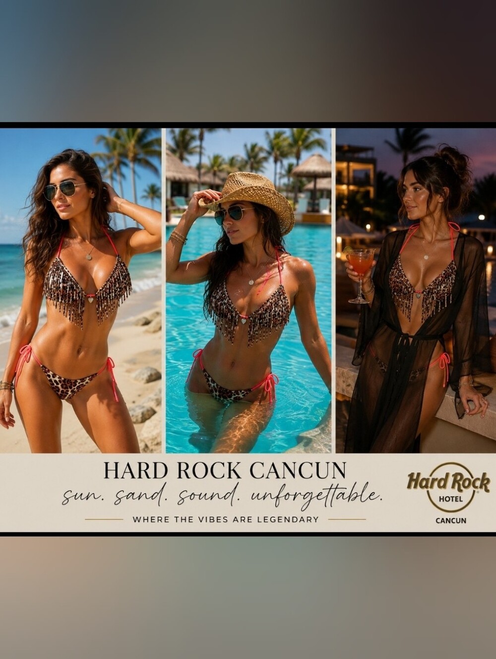 Leopard print fringe bikini - Hard Rock Resort Swim